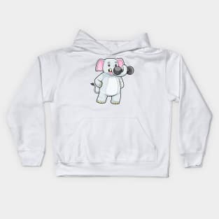 Elephant at Strenght training with Dumbbell Kids Hoodie